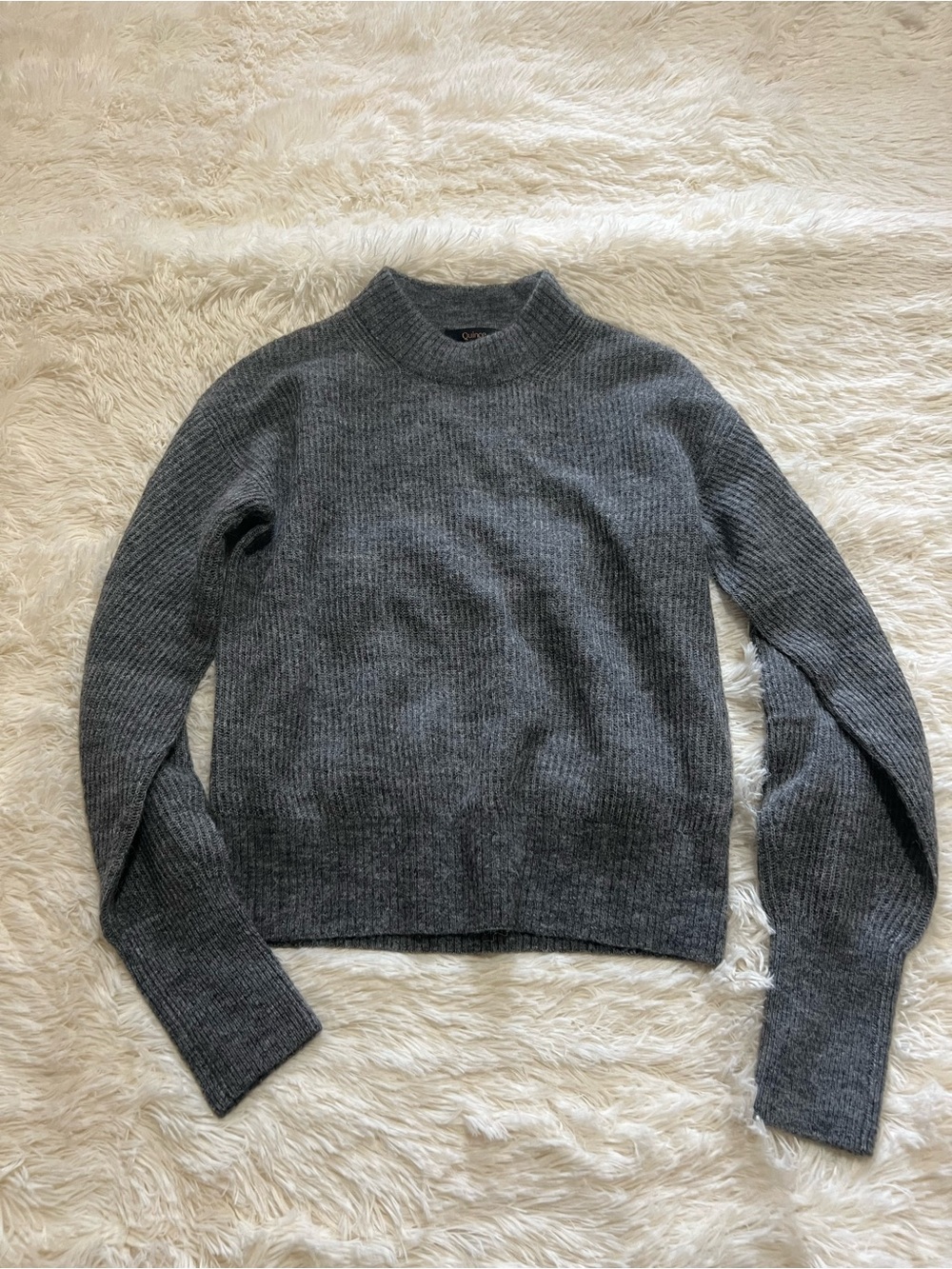 Quince Gray Ribbed Turtleneck Sweater
